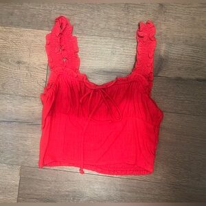 Sienna Sky Red Ruched Crop Tank Top